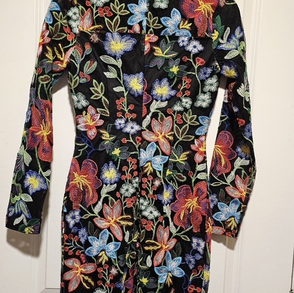 Floral Embroidered Black Dress - Picture 4 of 5